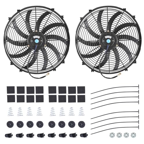 16" Slim Fan Push Pull Electric Radiator Cooling Fan, Black, 2 Packs - color: Black, size: 16'’(2 Pack)