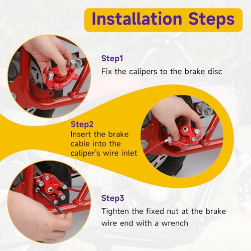 HIAORS Mini Bike Rear Brake Caliper for Coleman CT100U CC100X B100 RB100 Baja DB30 Dirt Bug Motovox MBX10 MBX11 79cc 97cc 99cc 105cc 2.5hp 2.8hp Mega Moto MM-B80 MM-B105 GMB100 Parts Brake Pads Red - color: Red
