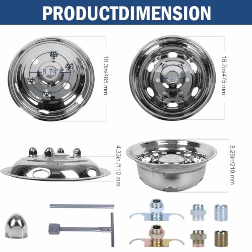 hightall 17.5 Wheel Simulators, 17.5" 6 Lug 6Vent Holes Stainless Steel Hubcaps,Polished Surface,Bolts On Wheel Cover Set Compatible with Isuzu NQR 1994-2025 - size: 17.5” For ISUZU NQR FSR NPR
