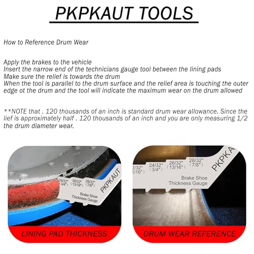 Brake Pad Measuring Tool, Drum Brake Thickness Gauge, 2Pcs Sets