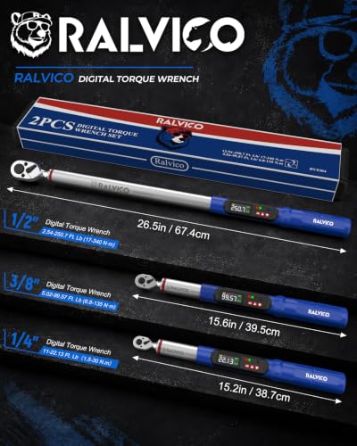Digital Torque Wrench Set 1/2 & 3/8 Drive for Motorcycle Car Engine - size: 1/2" & 3/8"