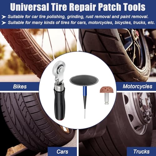Tire Patch Plug Kit, 24P Tire Repair Patch Roller (36/46 /60 mm)