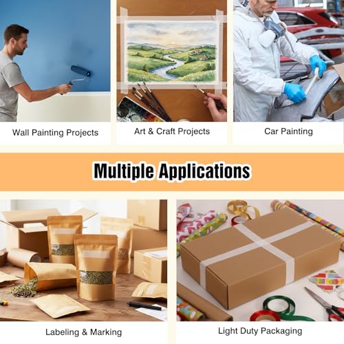 HongWay Masking Tape 1 Inch, 6 Rolls x 22yd (132yds in Total) Painters Tapes for Painting Labeling Arts Crafts, Easy Removal, No Residue (0.94in White) - color: White, size: 0.94IN*22YD