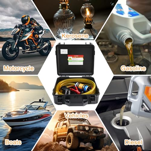 12V External Inline Fuel Transfer Pump Set, Electric Fuel Pump 100GPH High Flow, Portable Gasoline Transfer Pump Universal for Vehicles, Boats, RVs, Equipment, Gasoline, Diesel (12V-Set) - color: 12V-Fuel Pump Set