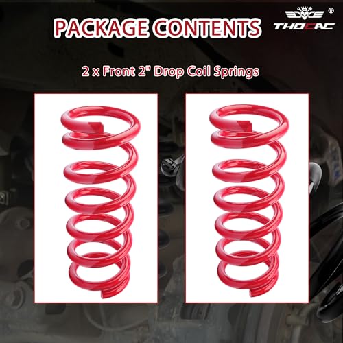 2” Front Drop Coil Springs Lowering Kit for 1999-2007 Chevy Silverado/GMC Sierra 1500 (2WD V8 Only)-Red - color: red, size: 1999-2007 Silverado/Sierra 1500 2''Drop