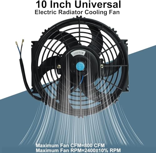 10 Inch Universal Slim Fan Push Pull Electric Radiator Cooling Fan - size: 10inch 80W