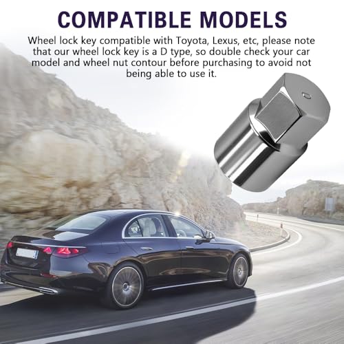 D-Wheel Locking Nut Removal Tool, Lug Nut Key, Lost Lock Nut Key Replacement for Car Tire Wheel Dismantling Maintenance, Anti-Theft Lug Nuts Socket Remover Compatible with Most Cars