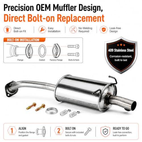 409 Stainless Steel Rear Exhaust Muffler for 2012-2014 Honda CR-V CRV4 - size: For 2012-2014 Honda CR-V
