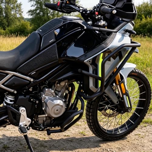 CHIFUN Engine Guard Crash Bars for 450MT Ibex 450 2024-2026, Motorcycle Upper and Lower Highway Frame Gas Fuel Tank Falling Protection Bars (Black) - color: Black