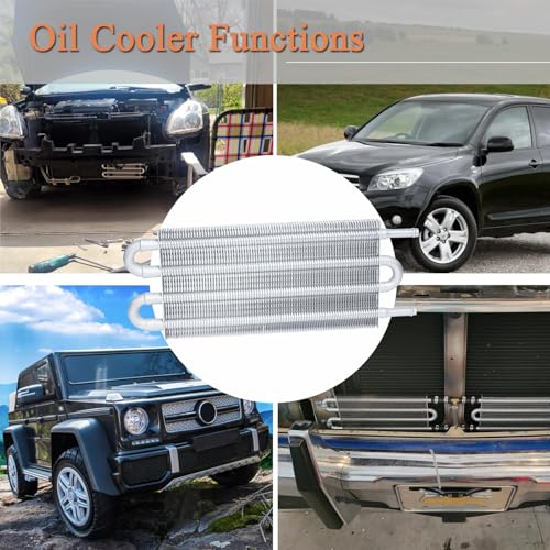 Transmission Oil Cooler Kit, Aluminium alloy Radiator with 5/16" Tube and Hose Mounting Kit(Silver) (4 Pass) - color: Silver, size: 4 Pass