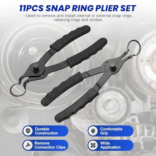 DASBET Snap Ring Plier Set 11PCS Straight & Bent Retaining Ring Pliers - color: Blue