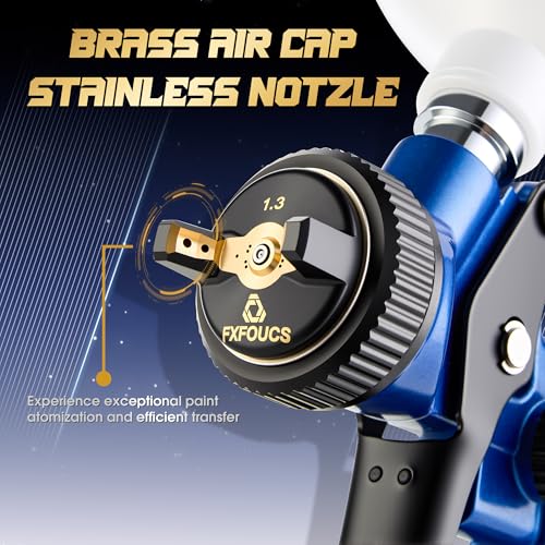 HVLP Air Spray Gun Kit 1.3mm, Professional Automotive Paint Sprayer - color: Blue, size: 1.3mm