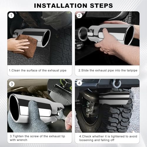 Mupera 1.5"-2.5" Exhaust Tip Adjustable, 4" Outlet, 9" Long - size: 1.5-2.5" Inlet 4" Outlet 9" Length Silver