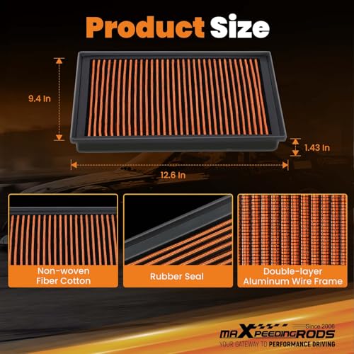 maXpeedingrods MX-2438 High Performance Engine Air Filter Washable Reusable - size: MX-2438