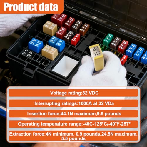 6PCS 60A 32V Mini Slotted Automotive MCASE Shaped Cartridge Fuse Kit, Micro Cartridge Fuse Assortment, Universal Low-Profile Vehicle Fuses Replacement for Car, SUV, Truck (60A) - size: 60A