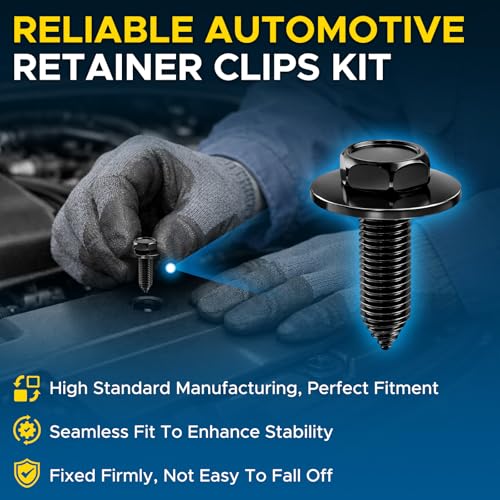 GoaMotors 50PCS 1/4 Body Bolts and U-Nut Clips for Splash Shield Fender - size: One Size