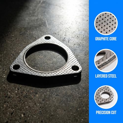 2PCS Exhaust Gasket, 3" 3-Bolt Stainless Flange Gaskets (Silver)