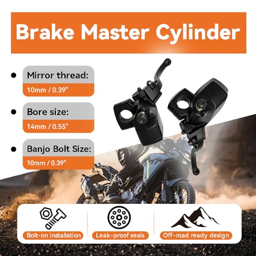 DSkoiph 1" 25mm Left & Right Hydraulic Brake Clutch Master Cylinder Handlebar Compatible with Shadow Goldwing Magna VTX Suzuki Yamaha Road Star V-Star Kawasaki Motorcycle - color: Black
