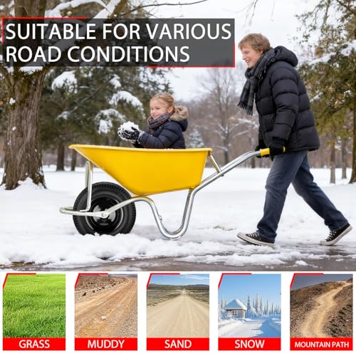 4.80/4.00-8" Flat-free 14.5" Heavy Duty Wheelbarrow Wheel and Tire (Black) - color: Black, size: 1 Pack