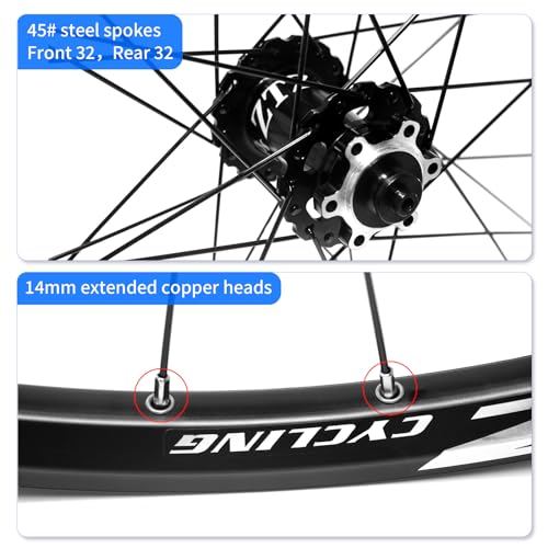 26"/27.5"/29" Mountain Bike Wheelset,Ultralight Aluminum Alloy Rim 32H High Strength Bike Wheels, Quick Release Disc Brake MTB Wheel Set, Compatible 7-12 Speed Cassette - color: 27.5" Rear Wheel