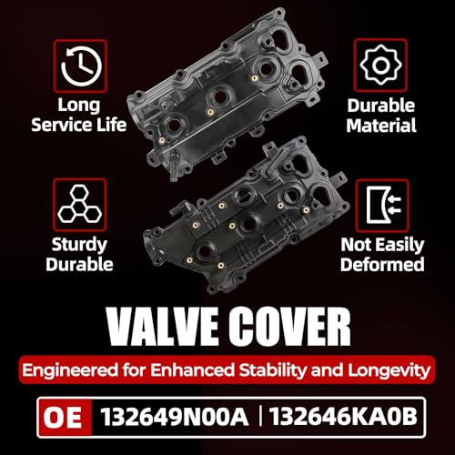 MITZONE Valve Cover Set Left and Right Side Compatible with Nissan Pathfinder Maxima Altima 2015-2024 for Infiniti QX60 2015-2024 3.5L V6