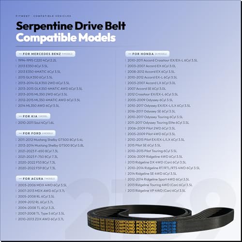 6PK2135 Serpentine Belt with Honda Accord, Odyssey, Pilot, Ridgeline - size: 6PK2139-2139mm