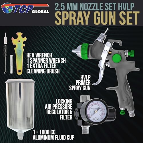 TCP Global Professional HVLP Spray Gun 2.5mm - Gravity Feed Auto Paint Gun - size: 2.5mm