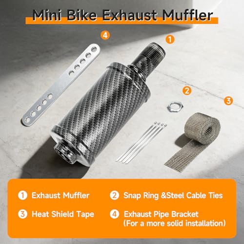 FVRITO Mini Bike Exhaust Silencer Muffler for Predator 212cc 196cc Coleman - color: Imitation Carbon Fiber