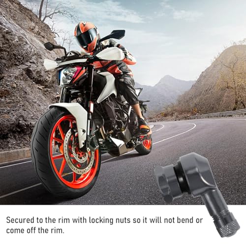 Yourkar 2 PCS Motorcycle Tire Valve Stems, 90 Degree Angle Aluminum Alloy, Black/Gray - color: Gray