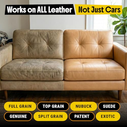 Car Leather Cleaner and Conditioner - pH Neutral, Non-Toxic & Non-Greasy - Gently Cleans, Restores and Protects Leather Seats and Interior - Safe for Leather Furniture, Couch & Sofa - 36 fl. Oz. Kit - style: Leather Cleaner and Conditioner