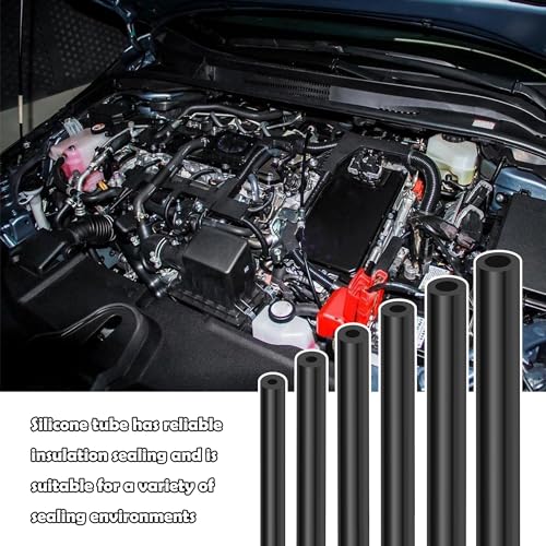 6PCS 5Ft Vacuum Hose Automotive,Silicone Vacuum Hose with ID 1/8" 5/32" 3/16" 1/4" 5/16" 3/8",130PSI Max Pressure Vacuum Line Kit Silicone Tubing Car Accessories for Air/Water (6PCS) - color: 6PCS
