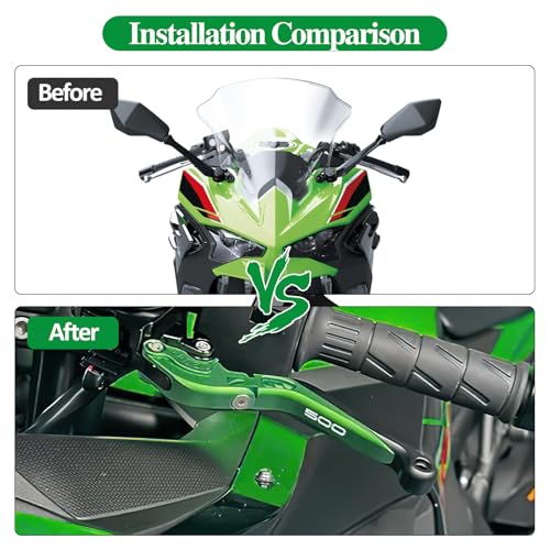 Brake Clutch Lever Set for Z500 Ninja500, Adjustable Levers(Green) - color: Green