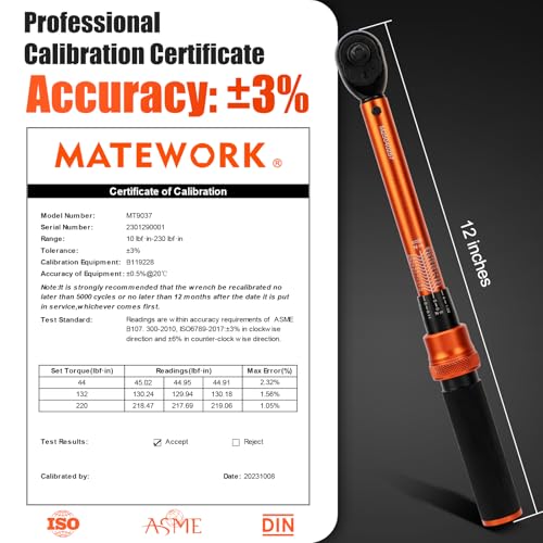 Matework 50PCS Inch Pound Torque Wrench Set, 1/4" Drive Bike Torque Wrench - size: 1/4-inch (50PCS)