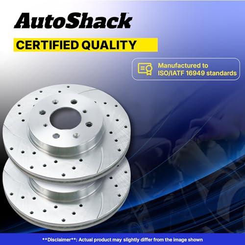 AutoShack Front & Rear Drilled & Slotted Silver Matte Coated Rotors, 4pcs - style: TURBO GUARD