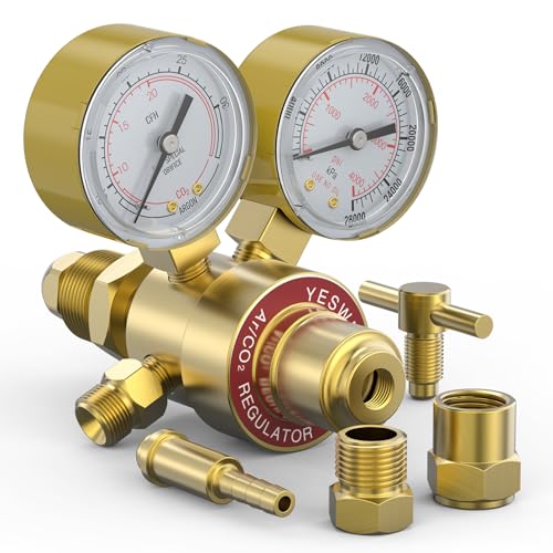 YESWELDER Argon CO2 Regulator with 8.2 ft Hose 0-4000 PSI Gauges Gas