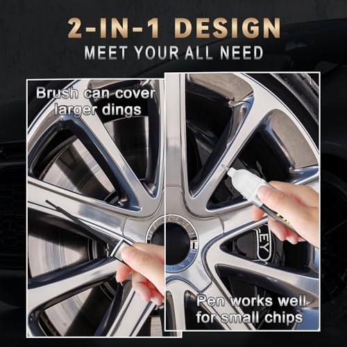 Silver Wheel Paint, Efficient Silver Touch Up Paint for Rim, Quick and Easy Remover Curb Rash, Car Scratch and More, Universal and Color Accurate, Long lasting, Resists Water, Uv Rays - color: Universal Silver