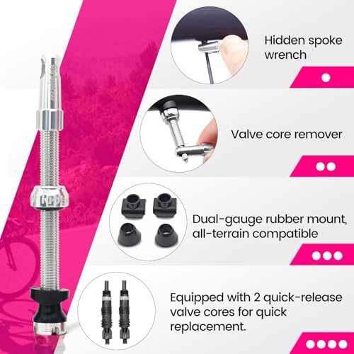 RideNow 65 mm Tubeless Presta Valve Stems, 7075 Aluminum, Silver, Pair - color: Silver, size: 65mm