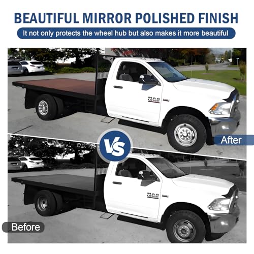 hightall 17 Wheel Simulators, 17" 8 Lug 5 Hand Holes Stainless Steel Hubcaps,Polished Surface,2Pcs Front Wheel/2Pcs Rear Wheel,Bolts On Wheel Cover Set Compatible with 2003-2018 Dodge Ram 3500 - size: 17”For 2003-2018 Dodge Ram 3500
