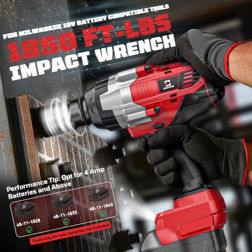 Cordless Impact Wrench 3/4 inch Compatible with Milwaukee Battery, Cerycose1850ft-lbs (2500N.m) Brushless Electric Impact Gun, High Torque Impact Driver, Bare Tool Only,Heavy-Duty Automotive - size: 3/4inch, style: 3/4inch Fit for Milwaukee(No battery)