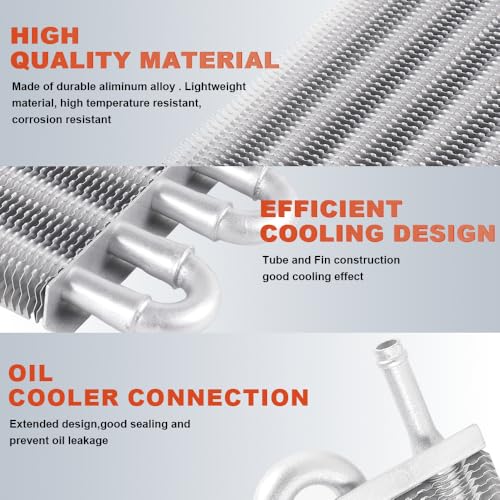 BARTOO Universal 5/16" Transmission Oil Cooler Kit, Aluminium alloy 4 Pass Tube and Fin Oil Cooler Kit(Sliver) - color: Sliver, size: 4 Pass
