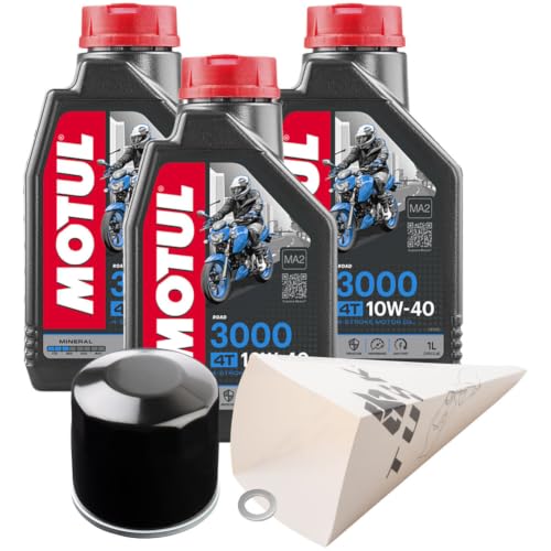 Tusk 4-Stroke Oil Change Kit Compatible with Yamaha Grizzly 700 4x4 2007-2026/Kodiak 450 2018-2026/Rhino 700 2008-2013/VIKING 2014-2025 - size: Motul 3000 10W-40