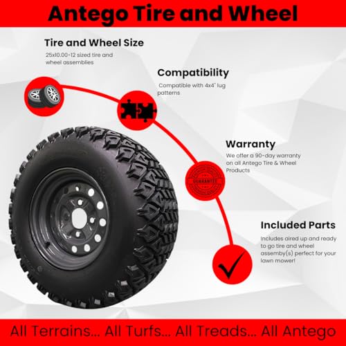Antego 25x10.00-12 Kubota RTV-X Assembly, Replaces K7591-19312, 1 Pack