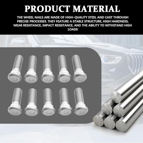 10PCS Wheel Studs, 49mm Long & M12x1.5 Steel Lug Bolts - size: 10PCS