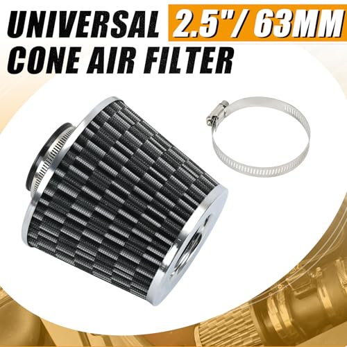 PTNHZ Universal Carbon Fiber 2.5" 63mm High Flow Cold Air Intake Cone Air Filter Power Intake Air Inlet System Air Cleaner - color: 2.5" Carbon Fiber (1PCS)