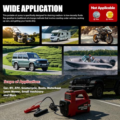 Oil Transfer Pump 12V 100W, Engine Oil Extractor Pump - color: Red