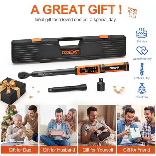 Digital Torque Wrench 1/2 Drive,Preset Value(3.76-250.8Ft.lbs./5.1-340Nm) - color: Black, size: 1/2-inch(3.76-250.8 Ft.lbs./5.1-340Nm)