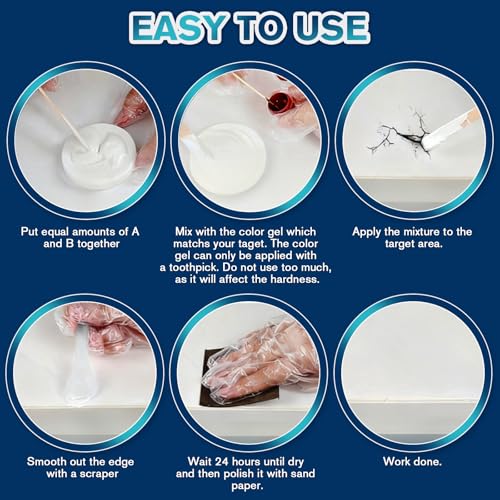 Fiberglass-Boat-Repair-Kit, Gel-Coat-Repair-Kit, Marine -Fiberglass-Repair-Kit for Boats, Epoxy Filler for Boats, Fiberglass Repair Kit Fix Holes, Chips, Scratches, Deep Cracks-Color Match