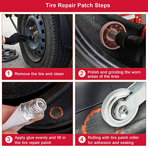 2Pcs Tire Repair Patch Tools, Strong Tire Patch Roller Kit/Repair Buffing Wheel for Air Buffer, Grinding