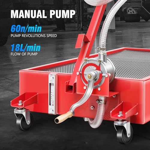 DNA Motoring 20 Gallon Oil Drain Pan with Pump, Evacuation Hose, T-Handle, Low Profile for Trucks Buses RVs, TOOLS-00386 - style: 20 Gallon