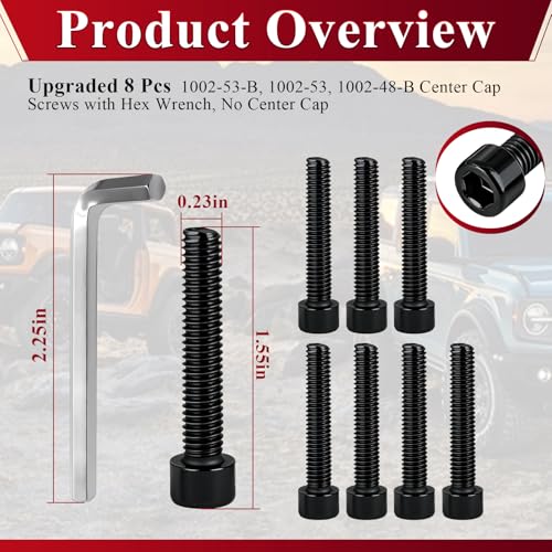 8 Pack Upgrade Fuel Wheel Center Cap Screws, with Adapter Tool - style: 8 Pcs 1002-53-B